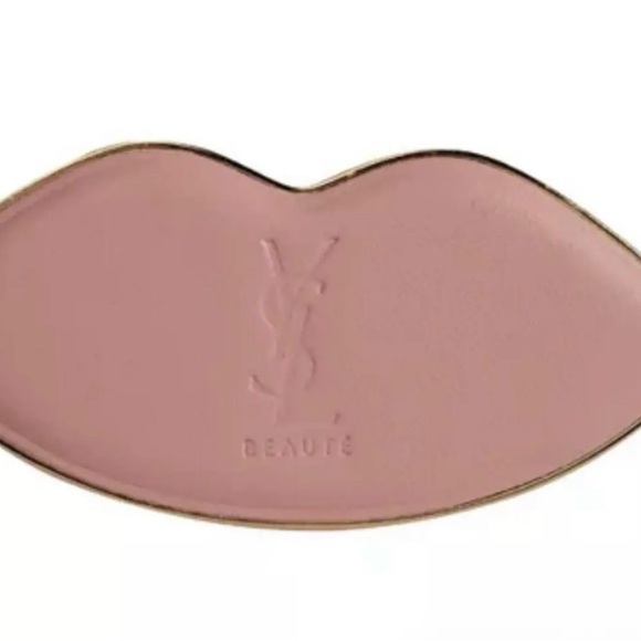 YSL Beauty Small Pink Lip Shape Hand Makeup Mirror 2x4”